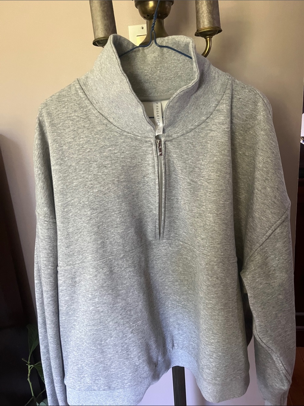 Fabletics Ladies Light Gray Half-Zip no Pullover